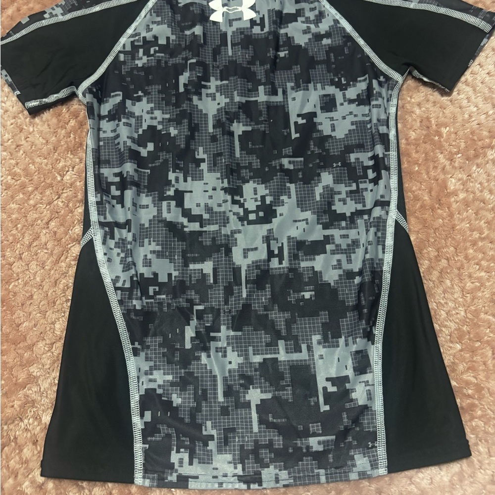Under Armour Kids Camo Short Sleeve Tee - Black and Gray